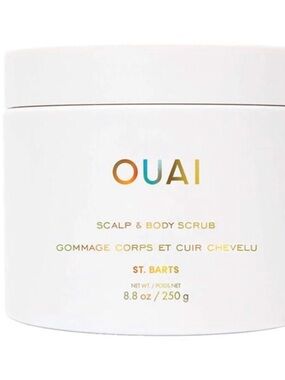OUAI St. Barts Scalp & Body Scrub - White with Multicolor Logo